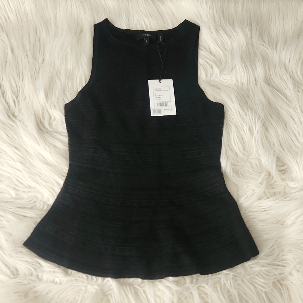 Theory Textured Sleeveless Peplum Top